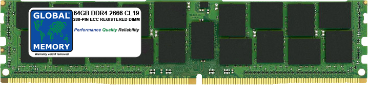 64GB DDR4 2666MHz PC4-21300 288-PIN ECC REGISTERED DIMM (RDIMM) MEMORY RAM FOR SERVERS/WORKSTATIONS (2 RANK CHIPKILL)